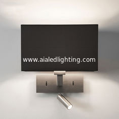 China Recessed mounted fabric shade E27 square switch led reading wall light 3W led bedside wall lamps for villa projects supplier