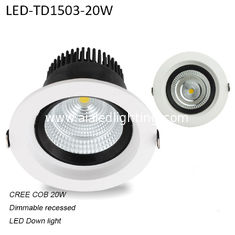 China 20W Round high power recessed COB dimmable LED downlight supplier