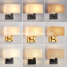 China Surface mounted hotel wall lamp bedroom indoor fabric shade bedroom bedhead wall light USB bedside wall light supplier