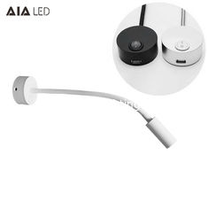 China IP40 wall mounted bedside wall light USB 3W hotel &amp;gooseneck reading light for villa project supplier