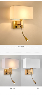 Modern style hotel room wall lamp Chinese style with switch bedside wall lamp square fabric wall light wholesale supplier