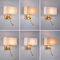 Modern style hotel room wall lamp Chinese style with switch bedside wall lamp square fabric wall light wholesale supplier