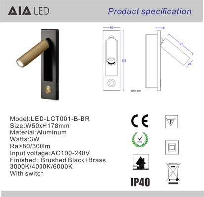 Adjustable bed reading lamp led wall reading lamps bedside wall light for dormitory by AIR supplier