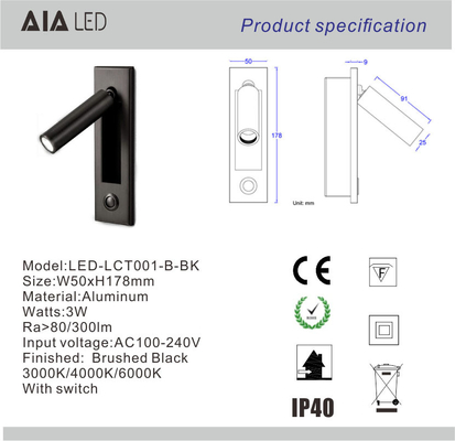 Recessed mounted flexible headboard reading wall light modern led wall lamp led reading lighting supplier