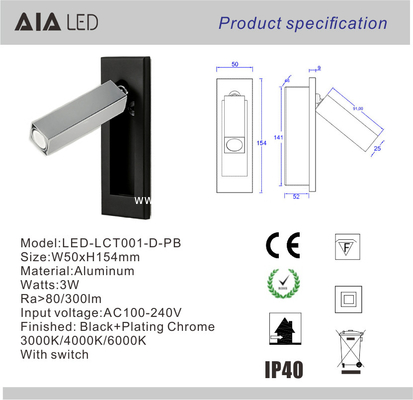 Modern headboard wall light led reading wall lamps 3W wall light reading lamp for tavern supplier