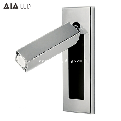 Rotating embed mounted finish led headboard reading wall light 3W bedside book wall light for hotel room supplier