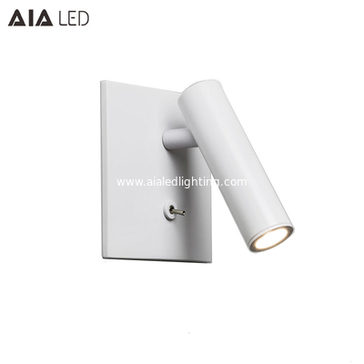 Simple recessed mounted knob switch 3W led wall lamp bed wall reading light for bedroom decoration supplier