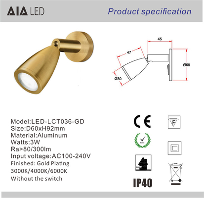 floding bed wall light 3W the head of a bed led reading lamp light led wall lamp for headboard by guesthouse supplier