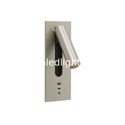 Adjustable recessed flexible LED headboard reading lamp USB aluminum hotel villa bedside wall light bed wall lighting supplier