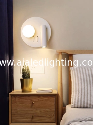 Bedside reading wall lamp acrylic ball Nordic bedroom bed board light living Bedhead wall light for hotel supplier