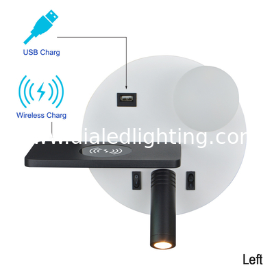 Bedside reading wall lamp acrylic ball USB wireless charger bedroom bed board light living Bedhead wall light for hotel supplier