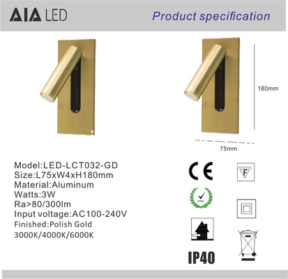 Adjustable stainless steel flexible LED headboard reading light modern aluminum hotel bedside wall light bed wall lamp supplier