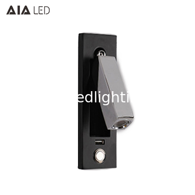 impaction hotel wall light with usb port 3W usb book lighting rechargeable headboard led bed wall light supplier