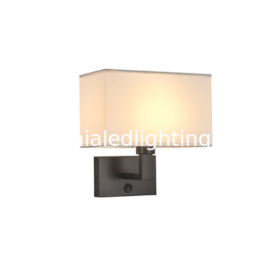 Surface mounted hotel wall lamp bedroom indoor fabric shade bedroom bedhead wall light USB bedside wall light supplier