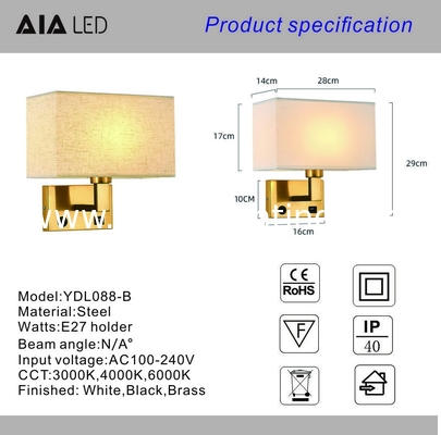 USB hotel bedside lamp bedroom bedhead wall lamp indoor fabric shade modern reading light wall lamp interior supplier