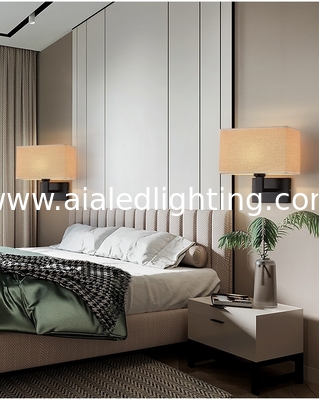 USB hotel bedside lamp bedroom bedhead wall lamp indoor fabric shade modern reading light wall lamp interior supplier