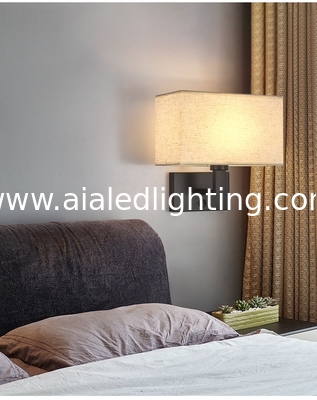 USB hotel bedside lamp bedroom bedhead wall lamp indoor fabric shade modern reading light wall lamp interior supplier
