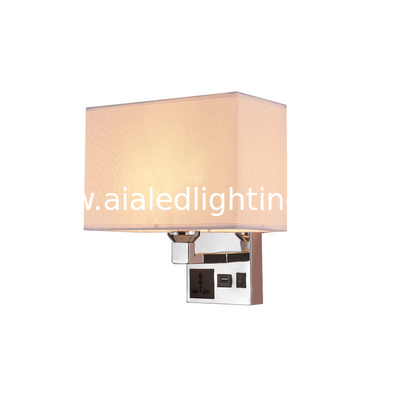 bedside wall lamp with socket USB led bedroom wall lamp E27 holder five star hotel bedhead wall light for villa supplier