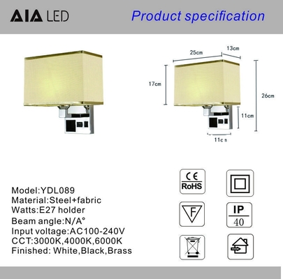 bedside wall lamp with socket USB led bedroom wall lamp E27 holder five star hotel bedhead wall light for villa supplier