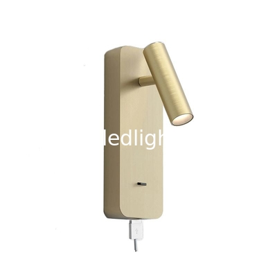 Adjustable cylinder bed reading wall lamp bedside light USB flexible headboard spot light for hotel villa project supplier