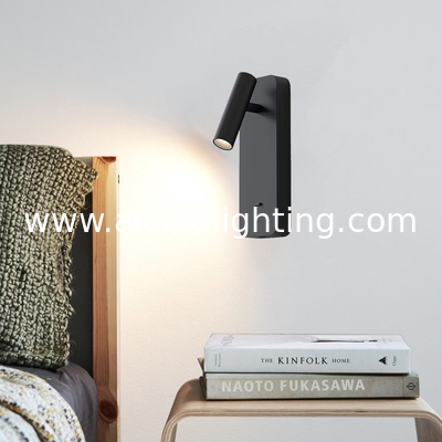 Adjustable cylinder bed reading wall lamp bedside light USB flexible headboard spot light for hotel villa project supplier
