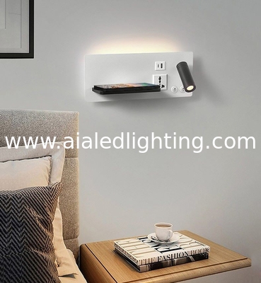 Multifunctional hotel villa apartment reading wall lamp USB Type-C wireless charger socket bedside light bedroom lamp supplier