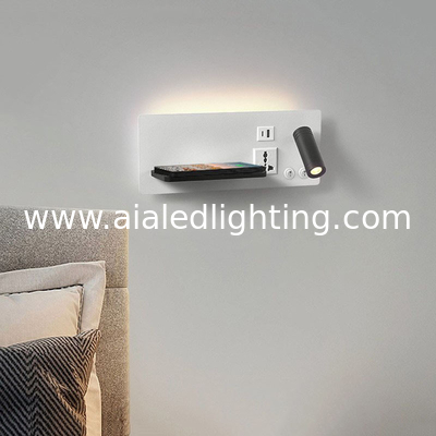 Multifunctional hotel villa apartment reading wall lamp USB Type-C wireless charger socket bedside light bedroom lamp supplier