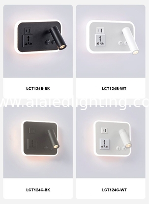 Multifunctional hotel villa apartment reading wall lamp USB Type-C wireless charger socket bedside light bedroom lamp supplier