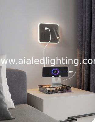 Multifunctional hotel villa apartment reading wall lamp USB Type-C wireless charger socket bedside light bedroom lamp supplier