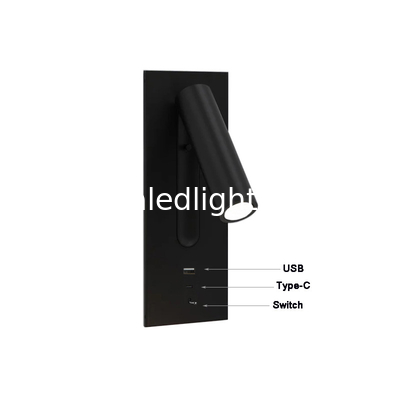 USB type-C 3W bedside reading wall light headboard wall lights hotel villa bed wall lamps rotate lamp supplier