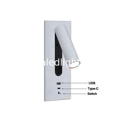 USB type-C 3W bedside reading wall light headboard wall lights hotel villa bed wall lamps rotate lamp supplier
