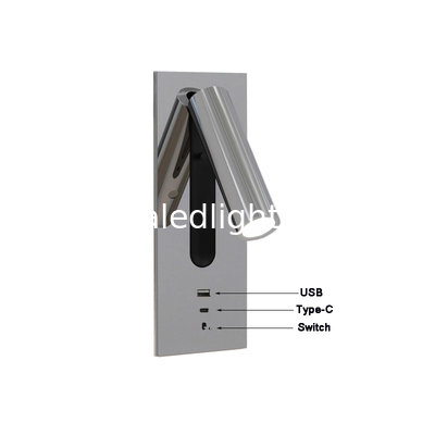 USB type-C 3W bedside reading wall light headboard wall lights hotel villa bed wall lamps rotate lamp supplier