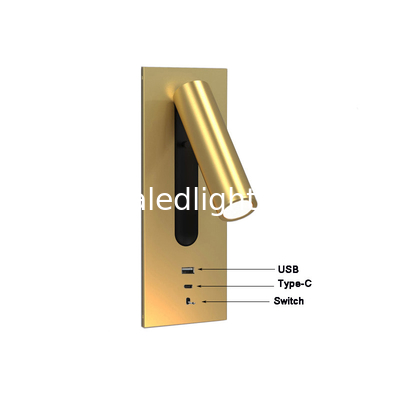 USB type-C 3W bedside reading wall light headboard wall lights hotel villa bed wall lamps rotate lamp supplier