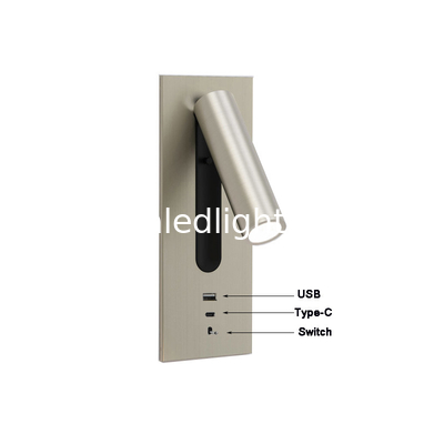 USB type-C 3W bedside reading wall light headboard wall lights hotel villa bed wall lamps rotate lamp supplier
