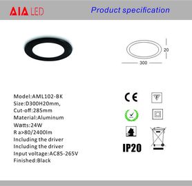 Round Black AC85-265V recessed IP20 18W ultrathin LED Panel light supplier