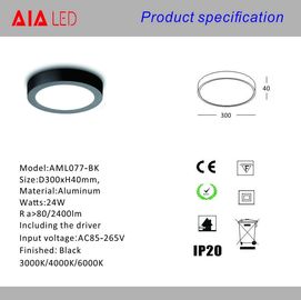 Modern office home surface mounted black round 24W LED panel light supplier