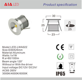 D30xH25mm DC12V LED 1x1W 120degree interior LED spot light for showcase/led cabinet light supplier