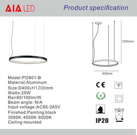 DIY black modern led ring pendant lamp led ring chandelier droplight ceiling lamp for hotel decoration supplier