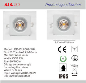 7W waterproof IP65 Round recessed aluminum COB dimmable LED down light for hotel supplier