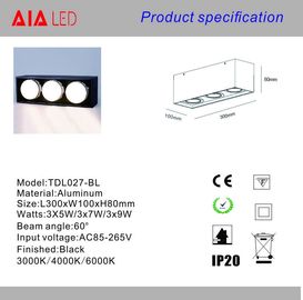 Interior IP20 surface mounted 3x5W 3x7W 3x9W COB LED down light for home decoration supplier