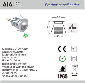 12V Mini 1W recessed mounted indoor LED dwonlight mini spotlight for cabinet used supplier