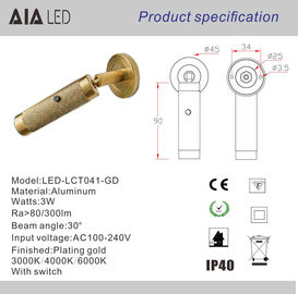 Surface mounted gold adjustable led headboard wall light LED reading lamp/indoor led bed wall light supplier