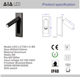 Adjustable recessed led reading light/led headboard wall light led bedside wall light for hotel supplier