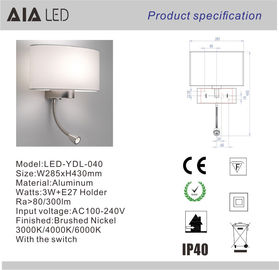 fabric shade E27 led wall light &amp; inside bed board reading wall light led headboard wall light for luxury hotels supplier