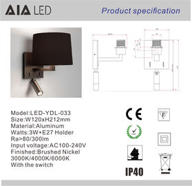 E27 holder and 3W LED indoor flexible led reading wall light &amp; inside bed wall light for bedroom supplier