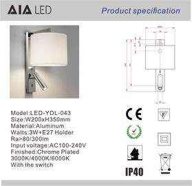 Recessed mounted E27 holder flexible wall light &amp; Interior led bedside wall lamp reading wall light for luxury hotel supplier