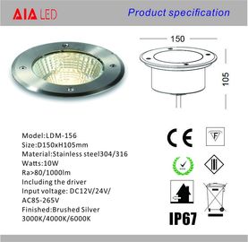 304SUS Cover+Aluminum body round COB 10W led underground light outside led underground lamp for garden decoration supplier