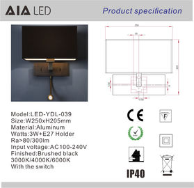 Square shade bed wall light &amp; inside hotel wall light led bedside wall light for bedroom supplier