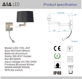 Hotel room bedside rocker wall lamp reading lamp engineering custom telescopic wall lamp with flexible small spotlight supplier