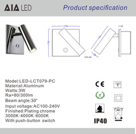 Hotel room headboard wall light LED reading lamp built-in rotatable bed wall lamp supplier